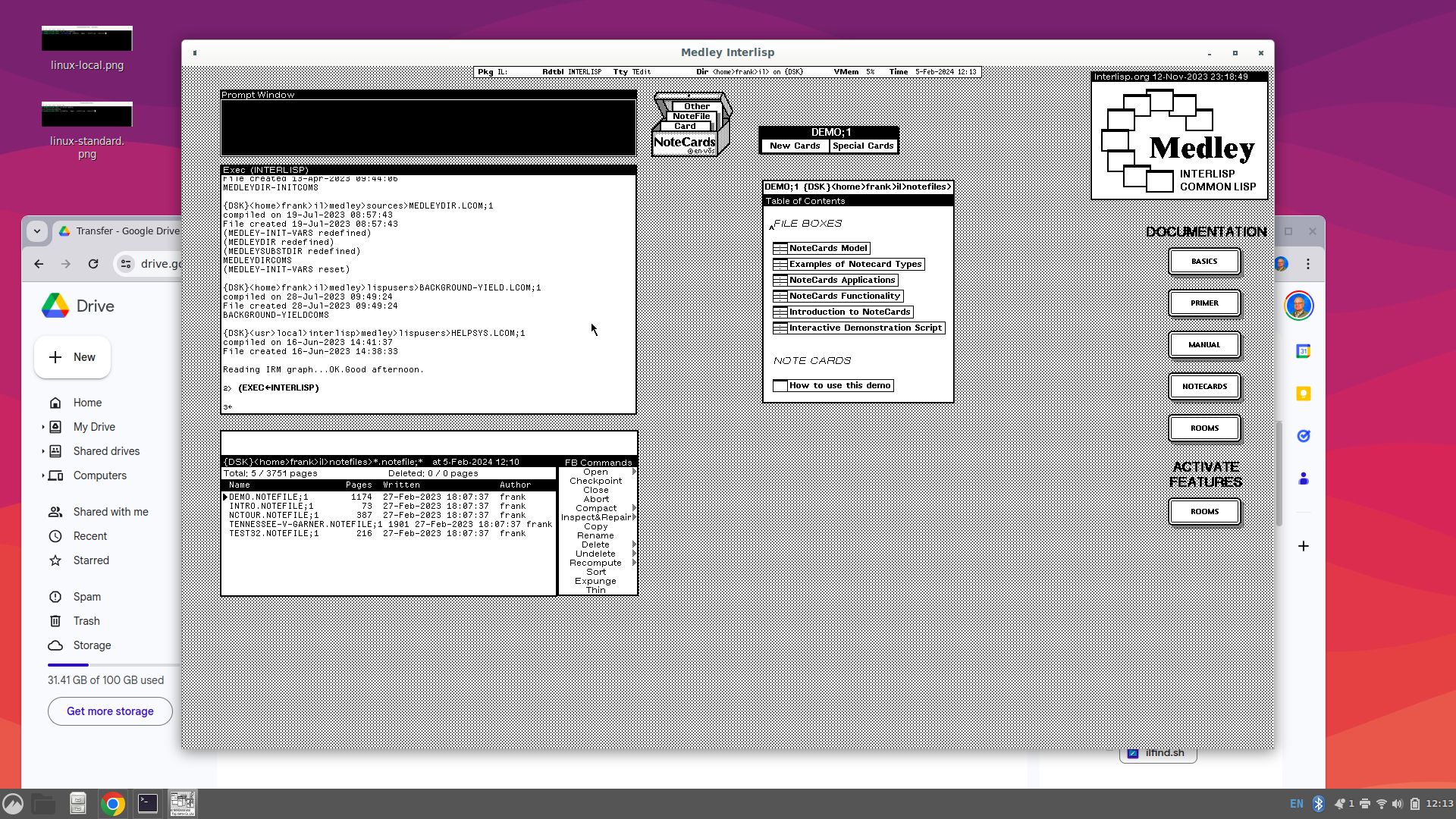 Medley window open on Linux desktop